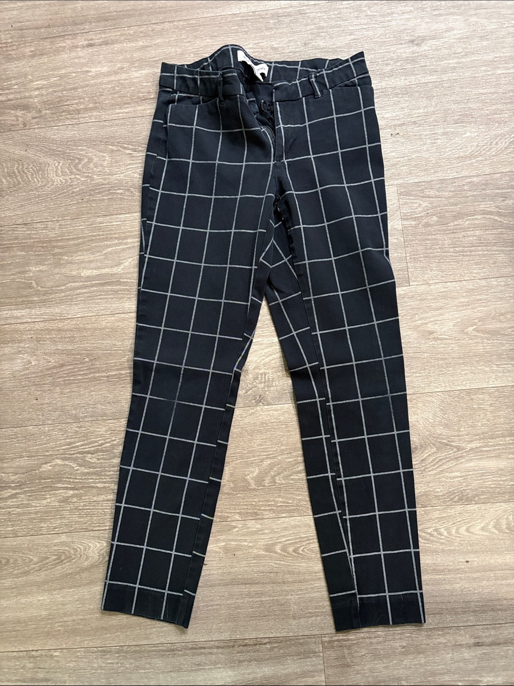 Amazon Essentials Black Windowpane Stretch Chinos